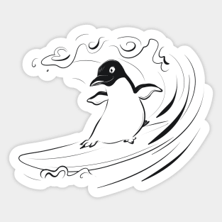 Surfing Penguin Sticker